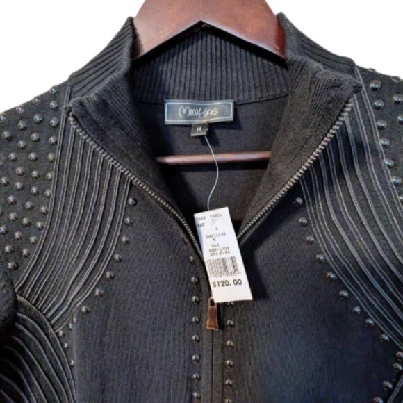 NWT Minkas Women's Cardigan Sweater with Studs and Decorative Stitching - Picture 5 of 5